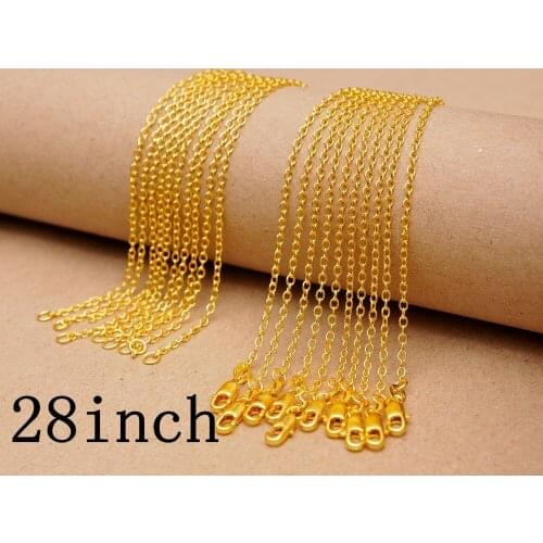 New Arrival Hot Sale 28 Inches 18KGF Yellow Gold Filled "O" Rolo Link Necklace Chain Jewelry 1.3MM 5pcs Lot Free Shipping