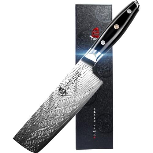 TUO Nakiri Knife - Vegetable Japanese Chef Knife 6.5-inch High Carbon Stainless Steel - Kitchen Knives with G10 Full Tang Handle