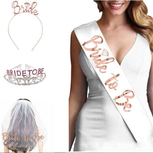 Bachelorette Party Supplies Wedding Veil Bride To Be Satin Sash Gilded Bride For Valentines Girl Hen Partys Night Wedding Decor