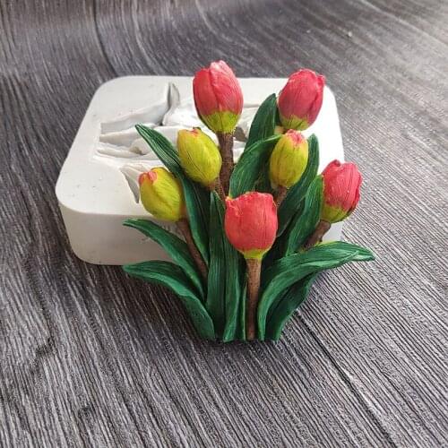 PRZY Tulip Fondant Cake Mold Silicone Mold Flower Mold Silicone Tulip Soap Mold Clay Resin Moulds Silicone Rubber Eco-friendly