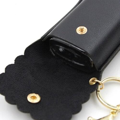 Empty Bottle PU Leather Hand Sanitizer Keychain Holder Refillable with Flip Cap 2XPB