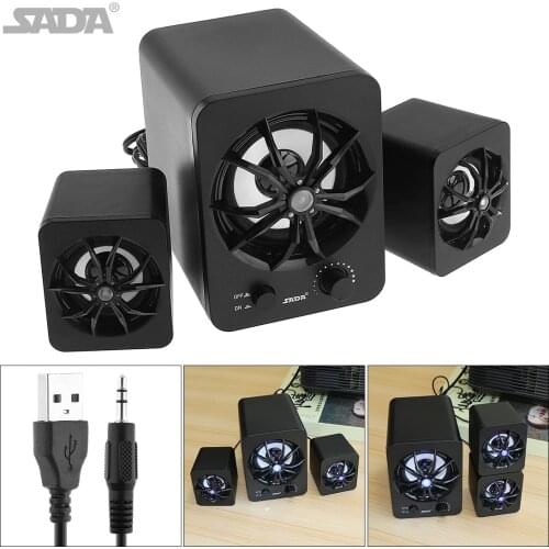 SADA D-207 Built-in LED Subwoofer Speaker USB Powered Active Multimedia Combination Speaker for Desktop PC Laptop MP3 Cellphone