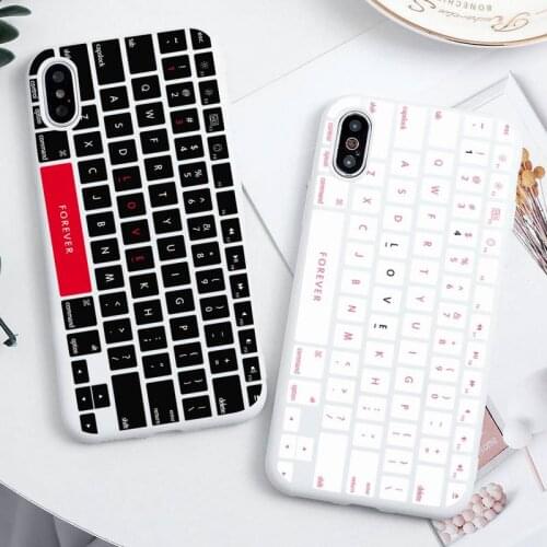 Funny keyboard Phone Case for iPhone 11 Pro Max X XR XS 8 7 6s Plus Candy white Silicone Cases