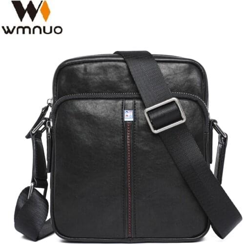 Wmnuo Shoulder Bag Men Cow Original Leather Mens Bag Casual Trendy Soft Black Korean Crossbody Bag For Male Big Capacity Bags