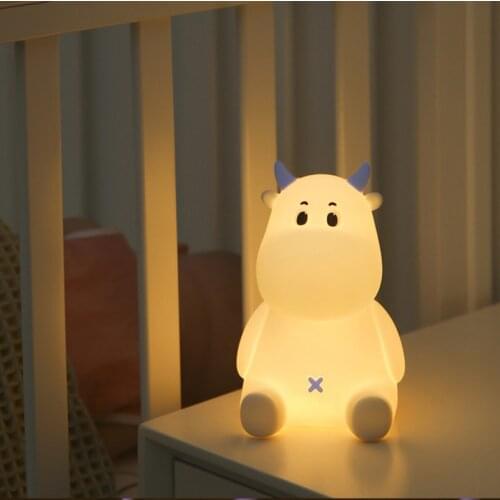 LED table light lovely Cow desk lamp silicon gel soft table lamp built-in battery USB touch desk light