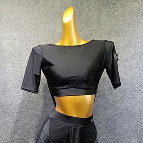 Short Sleeve Sexy Tassel Bare Back Women Latin Dance Tops Latin Dancing Dress Cloth Tango Chacha Dancing Performamnce W274