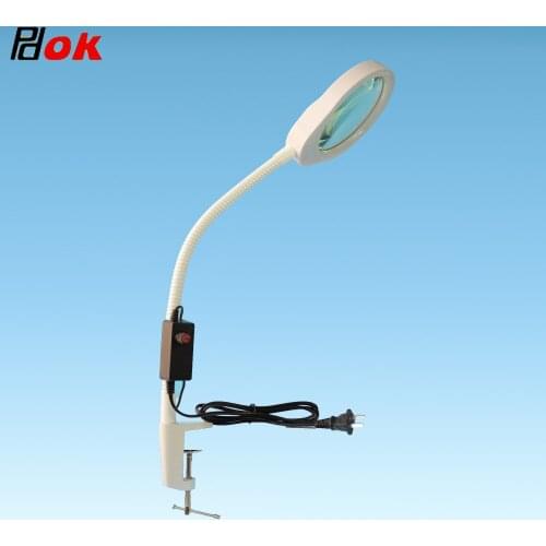 PDOK White Caliper Magnifier Adjustable Brightness LED Light 8X Magnifying Glass for Electronic Maintenance Flexible Lamp Tool