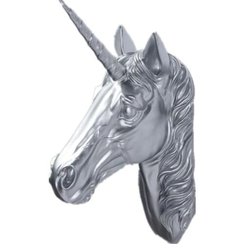 VINTAGE UNICORN WALL DECORATION ANIMAL HEAD ART SCULPTURE DEER STATUE WALL HANGER RESIN CRAFTS HOME DECORATION ACCESSORIES R1108