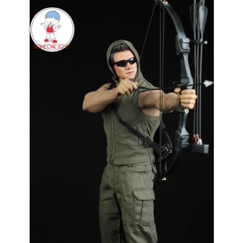 XM004 1/6 Male Soldier green black Sleeveless Slim-fit Hooded Pants Sweater Set Model for 12 inches Tbleague M34/M35 Muscle Body