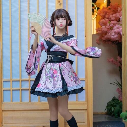 Japanese Kimono Women Anime Geisha Dancer Performance Costume 2021 Printing Pink Japan Dress Traditional Oiran Dance Clothes