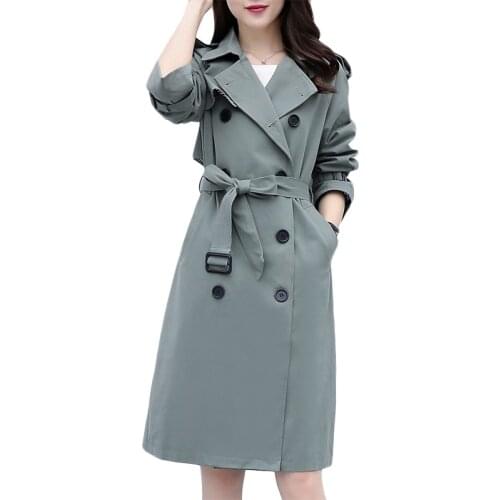 New Spring Autumn Long Windbreaker coat Plus size Women Casual Korean Trench coats High quality Female Tooling Overcoat 5XL F971
