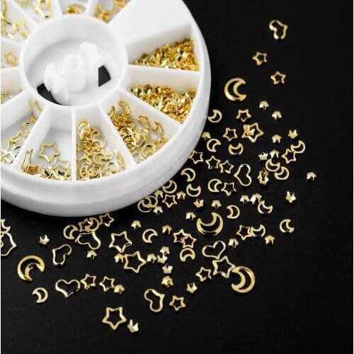 1Box Mix Frame Metal Gold Nail Art Heart Star Jewelry Filling Epoxy Resin Mold Filling For DIY Crafts Jewelry Making Accessories