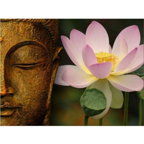 1 Panel Free Shipping Buddha & Flower canvas wall art print painting canvas modern Home decor wall art living room decor Framed