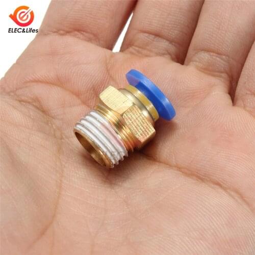 1Pcs BSP 1/4'' 6mm Straight Male Thread Connector Push-in Air tube Pneumatic fittings PU Hose Copper Connectors