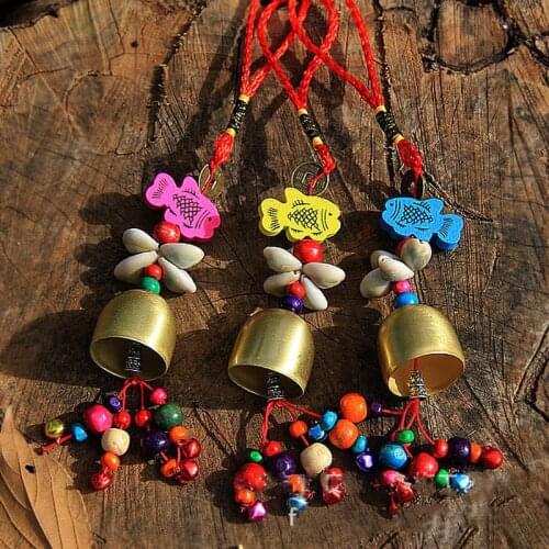 1pc Copper Windchimes Bells Pentagon Pavilion Money Drawing Home Car Crafts Hanging Decor Feng Shui Wind Chimes