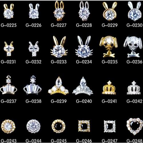 10pcs Zircon gemstone Nail art jewelry alloy nails decoration Rabbit oval crown rhinestone Manicure zircon diamond nail Charms