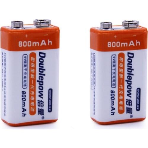 2pcs/lot Hot-selling 800mAh lithium ion 9V rechargeable battery can be used for smoke detector burglar alarm