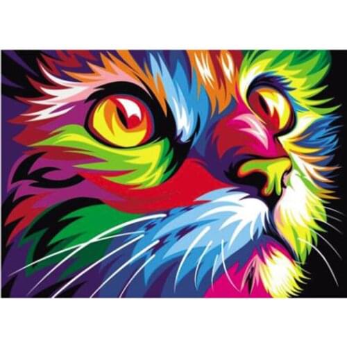5D Diamond Painting Animal Colorful Cat Looking Up AB Color Resin Full Round Embroidery Mosaic Cross Stitch Home Decor XN1413