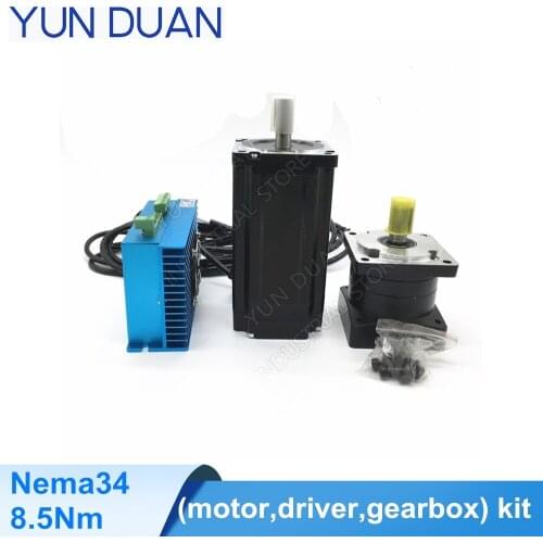 AC DC DSP 8.5Nm closed loop stepper motor Nema34 planetary gearbox reducer with driver kit,Ratio 3:1,5:1,10:1 reducer for nema34