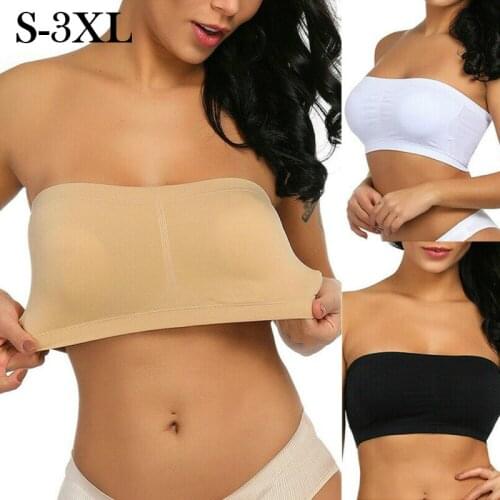 Strapless Bra Bandeau Tube Underwear Removable Padded Tops Stretchy Seamless Bandeau Bra Boob Crop Tops Plus Size