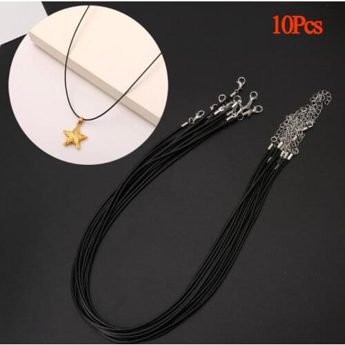10Pcs Top Quality Black Silk Leather Cord Chain Necklace with Lobster Claw Clasp Neck accessories chokers handcrafted Chain