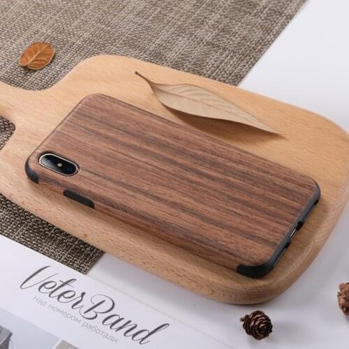 For iPhone XR Case Element Series Wood Grain + TPU Protective Back Cover Case for iPhone XS Max Wooden Case Rock