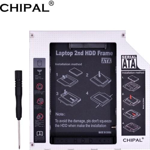CHIPAL Aluminum PATA IDE to SATA 2nd HDD Caddy 12.7mm 2.5" SATA 3.0 SSD HDD Case Enclosure for Laptop CD/ DVD-ROM Optical Bay