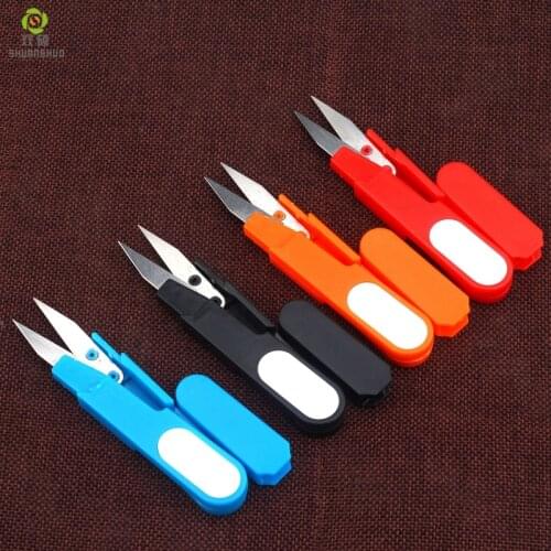 Color randomised delivery 1 pcs U shape scissors cross stitch DIY laptop lid safety wire cable plastic embroidery sewing scissor