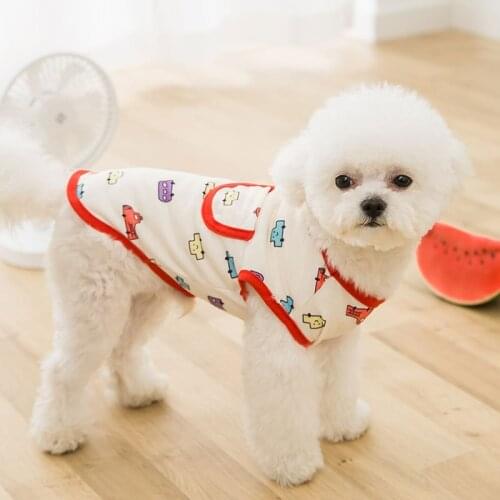 Small dog dog clothes cute summer print pet t-shirt puppy dog clothes pet cat vest cotton t-shirt pug costume clothing