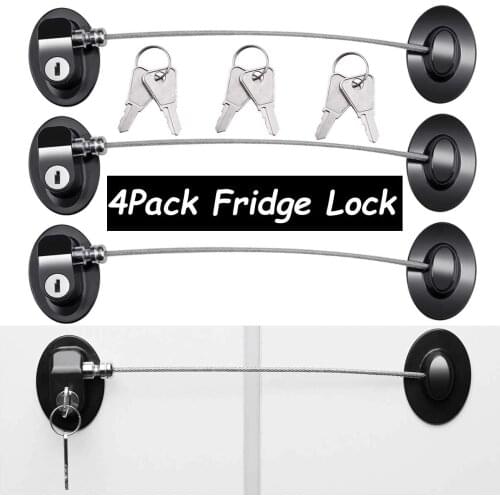 Refrigerator Door Locks(4-Pack),Mini Fridge Lock, File Cabinet Lock, Drawer Lock, Lock for Cabinet, Child Safety Lock