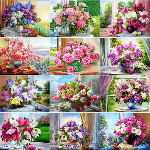 Evershine 5D Diamond Painting Peony Diamond Embroidery Flower Cross Stitch Diamond Mosaic Vase Rhinestone Art Home Decoration