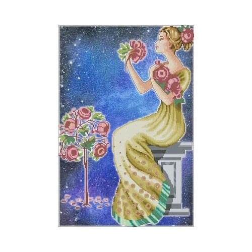 Artistic hand-dyed hand-painted cross-stitch cloth with beaded metal thread cross-stitch kit MD angel styles cross stitch MD 111