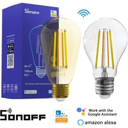SONOFF Wifi Smart Bulb 7W E27 B02F-ST64 B02-F-A60 LED Light Save Power Lamp for eWelink APP Compatible with Google Home Alexa