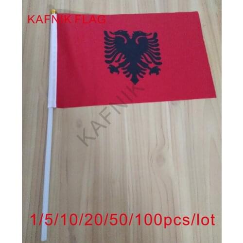 KAFNIK ,10/20/50/100pcs Albania Small Banner Hand Wave Flags Countries Flags Small Size Flying Banner Custom Hand Flag