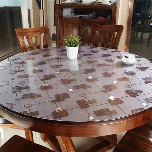 Round Tablecloths Home Textile Soft Glass Plastic Table Covers Waterproof Oilproof Table Runner Waterproof Tablecovers Home