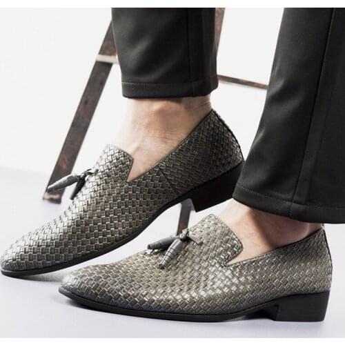 Spring and Summer Plus Size Mens Shoes Youth Fashion Woven Shoes Comfortable Driving Shoes Mens Leather Shoes Shoes Men