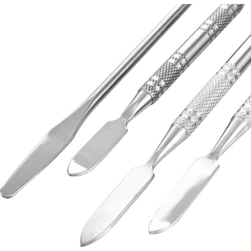 7 Types Stainless Cuticle Pusher Nail Art Stirring Polish Powder Blend Spatulas Tone Rods Palette Manicure Remover Makeup Tools