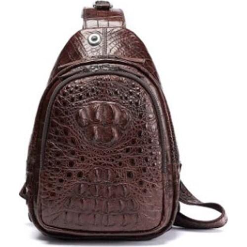 Ourui true crocodile male Chest package Double zipper Oblique cross crocodile leather male men chest bag