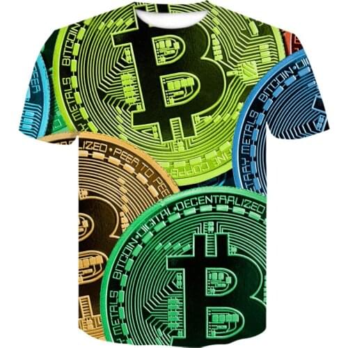 2021 New Arrival Bitcoin T shirt For Men Popular Crypto Currency 3d Print Oversize t-shirts Hip Hop Short Sleeve cool Streetwear