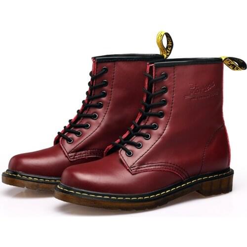 Martin Boots Womens Autumn and Winter Womens Shoes Lace Up Short Boots British Leather Boots Mens and Womens General Boots