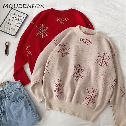 Autumn Winter Casual Knitted Sweater Femme 2021 Fashion O-neck Long Sleeve Women Pullover Snow Christmas Sweaters Women Jumpers