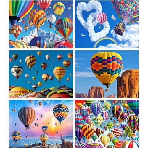 Landscape Fire Balloon Sunset 5D Diy Full Square and Round Diamond Painting Embroidery Cross Stitch Wall Art Home Kid Room Decor