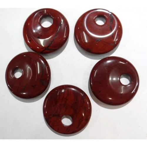 Wholesale 30mm natural stone red jades gogo donut charms pendant for jewelry making necklace pendant Accessories 15pcs/lot