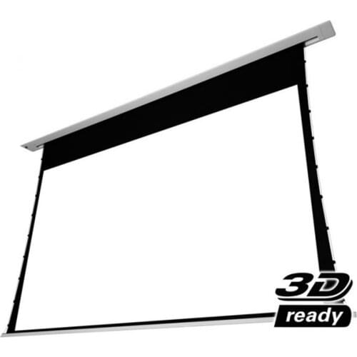 Premium motorised In-ceiling recessed tab tension Projector screen white acoustically transparent Premier projection screen