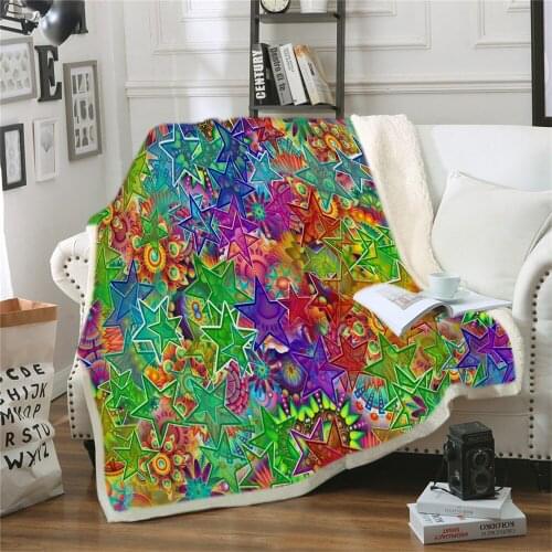 Psychedelic Fleece Sherpa Blanket Plush 3d Printed for Adults Sofa Sherpa Fleece Bedspread Wrap Throw Blanket