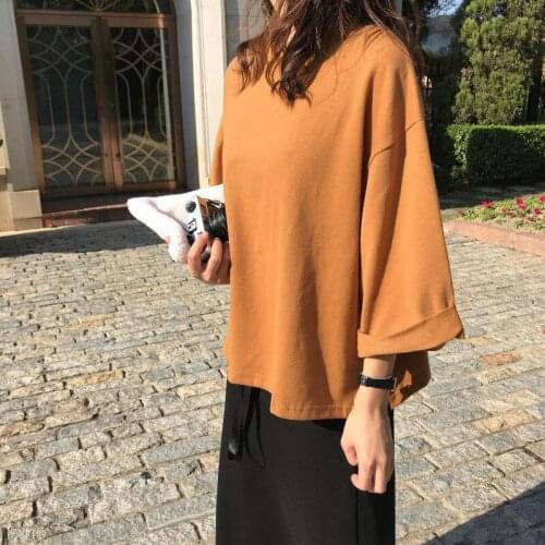 Obrix Sweet Loose Spring Female Pullover O-Neck Three Quarter Sleeve Flare Sleeve Comfy Pullover For Women