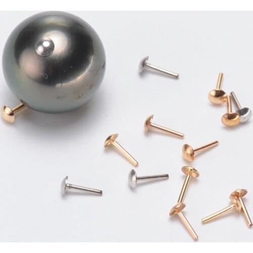 DIY Bead Caps G18K Yellow Gold Pearl Round bottom T needle Components/Jewelry Findings/pendant ring sealing T needle