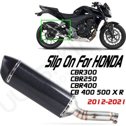 Slip On For Honda CBR300 CBR500 CBR400 CBR500R CBR500X Motorcycle Performance Exhaust Modified Carbon Fiber Middle Link Pipe