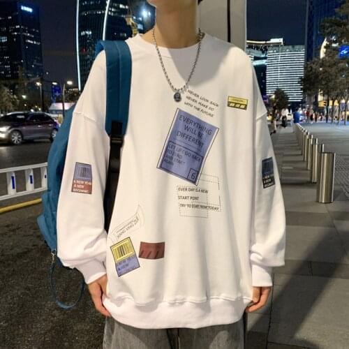 2021 Autumn Spring Hoodies Sweatshirt Mens White Loose Hip Hop Pullover Streetwear Casual Fashion Women Clothes Oversized