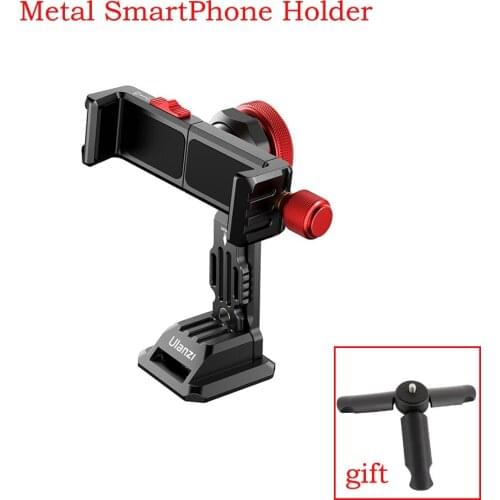 Ulanzi ST-14 Vertical Shooting Metal Smartphone Mount Holder Cold Shoe Tripod Mount for ipone Samsung LED Light Mic Vlog Mount